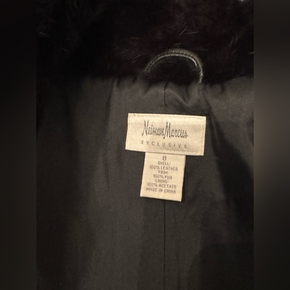 Gorgeous black genuine leather and fur jacket from Neiman Marcus, size 8 - Picture 10 of 17